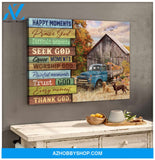 Farm Farmhouse Labrador Retriever Canvas Happy moment, Praise God Wall Art Decor