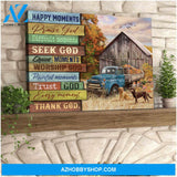 Farm Farmhouse Labrador Retriever Canvas Happy moment, Praise God Wall Art Decor