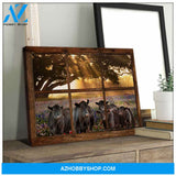Farm Farmhouse Sunshine Field Angus Cow Window Canvas Wall Art Decor
