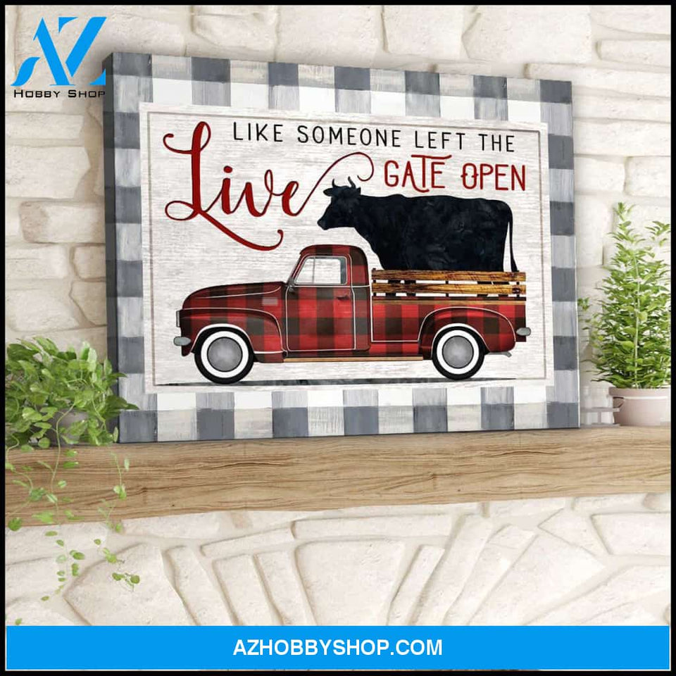 Farm Farmhouse The Gate Open Cow Canvas Wall Art Decor