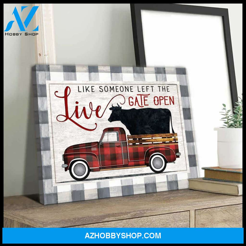 Farm Farmhouse The Gate Open Cow Canvas Wall Art Decor