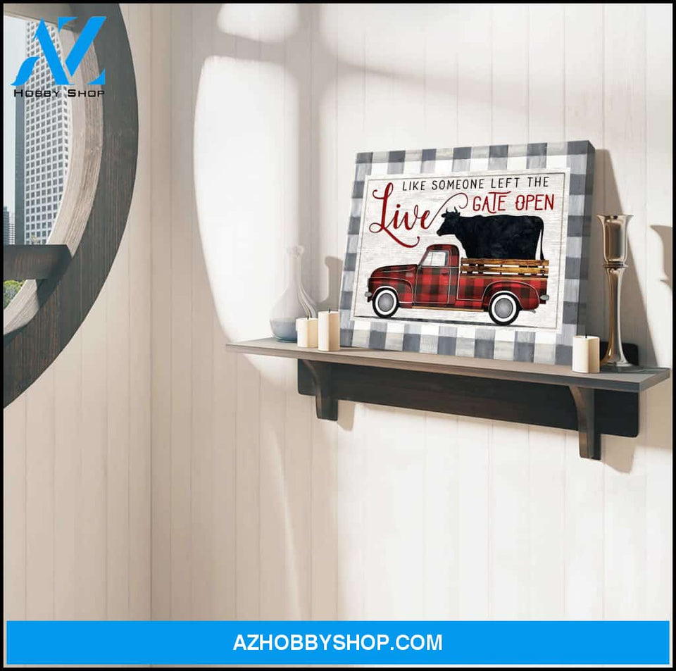 Farm Farmhouse The Gate Open Cow Canvas Wall Art Decor