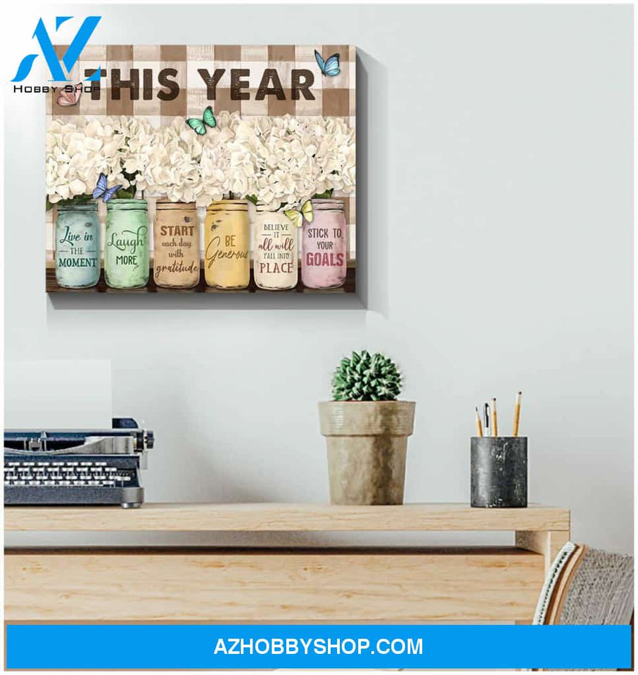 Farm Farmhouse This Year Butterfly Canvas Wall Art Decor