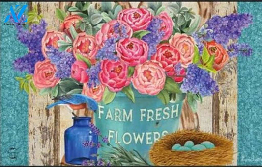 Personalized Name Family House Farm Fresh Roses Flower Doormat Indoor And Outdoor Mat Entrance Rug Sweet Home Decor Closing Gift Gift For Friend Family Flower Lovers Gift Idea