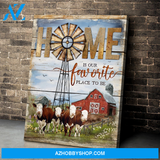 Farm Hereford Cattle Poster Canvas Home Is Our Favorite Place To Be Canvas Poster Wall Art Prints, Farmhouse Decor