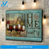 Farm Hereford Cows Home Is Where The Heart Is Canvas Wall Art Decor