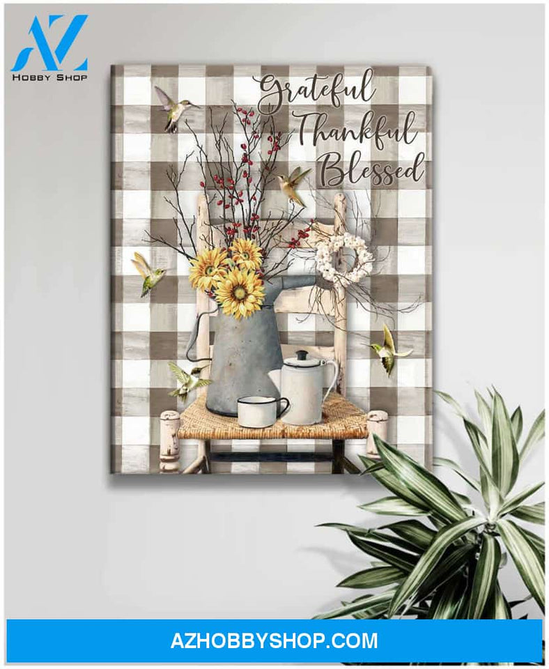 Farm Hummingbird Blessed Canvas Wall Art Decor