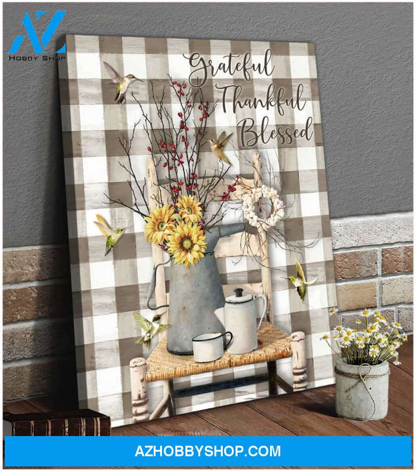 Farm Hummingbird Blessed Canvas Wall Art Decor