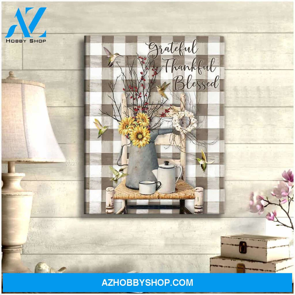 Farm Hummingbird Blessed Canvas Wall Art Decor