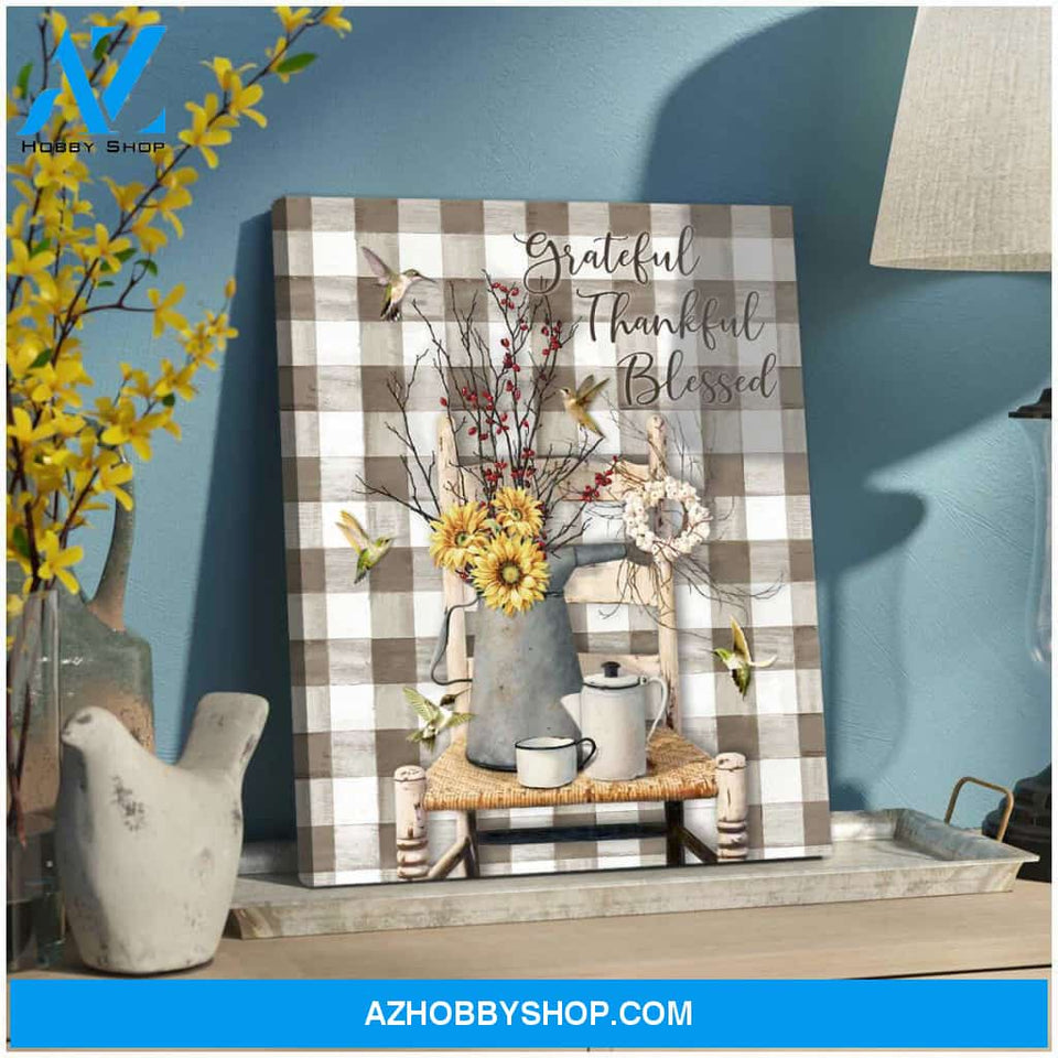 Farm Hummingbird Blessed Canvas Wall Art Decor