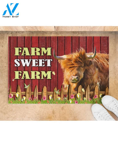 Farm Sweet Farm Doormat Welcome Mat Housewarming Gift Home Decor Farmhouse Funny Doormat Gift For Cow Lovers Gift For Farmer