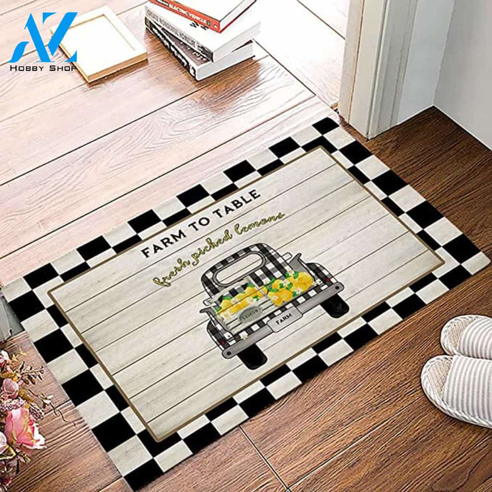 Personalized Name Family House Farm To Table Fresh Picked Lemons Doormat Welcome Mat Housewarming Gift Home Decor Funny Doormat Gift Idea For Fruit Lovers Gift For Friend