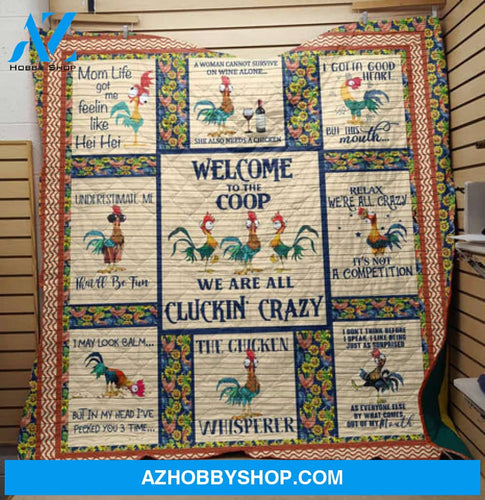 Farmer Blanket, Welcome To The Coop We Are All Cluckin Crazy Farm Fleece Blanket