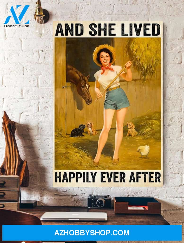 Farmer Girl And She Lived Happily Ever After Canvas And Poster, Wall Decor Visual Art