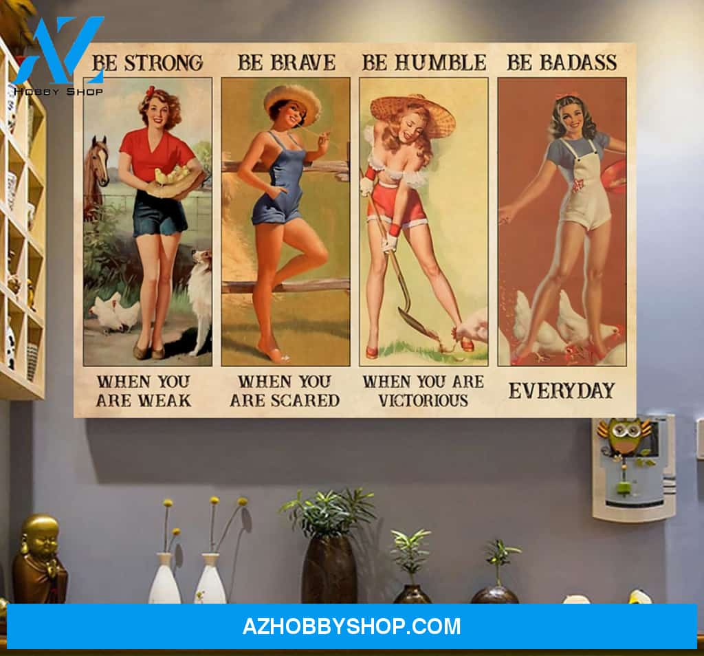 Farmer Girl Be Strong Vintage Wall Art Canvas Prints Unique Gifts
