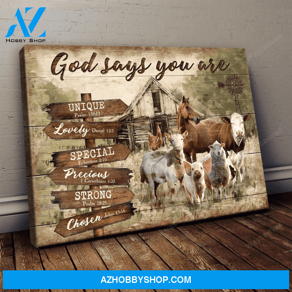 Farmer God Says You Are Unique Lovely Special Poster Canvas Wall Decor Visual Art