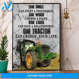 Farmer john deere tractor change life US flag Canvas, Wall Decor Visual Art