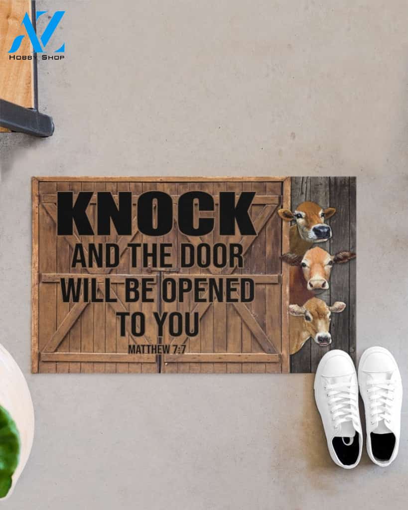 Farmer Knock And The Door Will Be Opened Funny Indoor And Outdoor Doormat Warm House Gift Welcome Mat Gift For Farmer