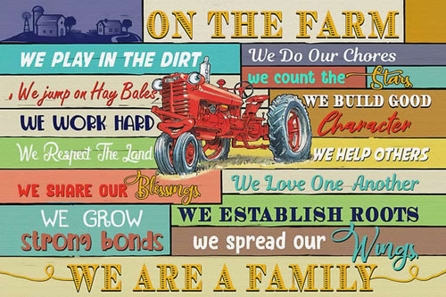 Farmer On The Farm We Are A Family Paper Poster No Frame Matte Canvas Wall Decor
