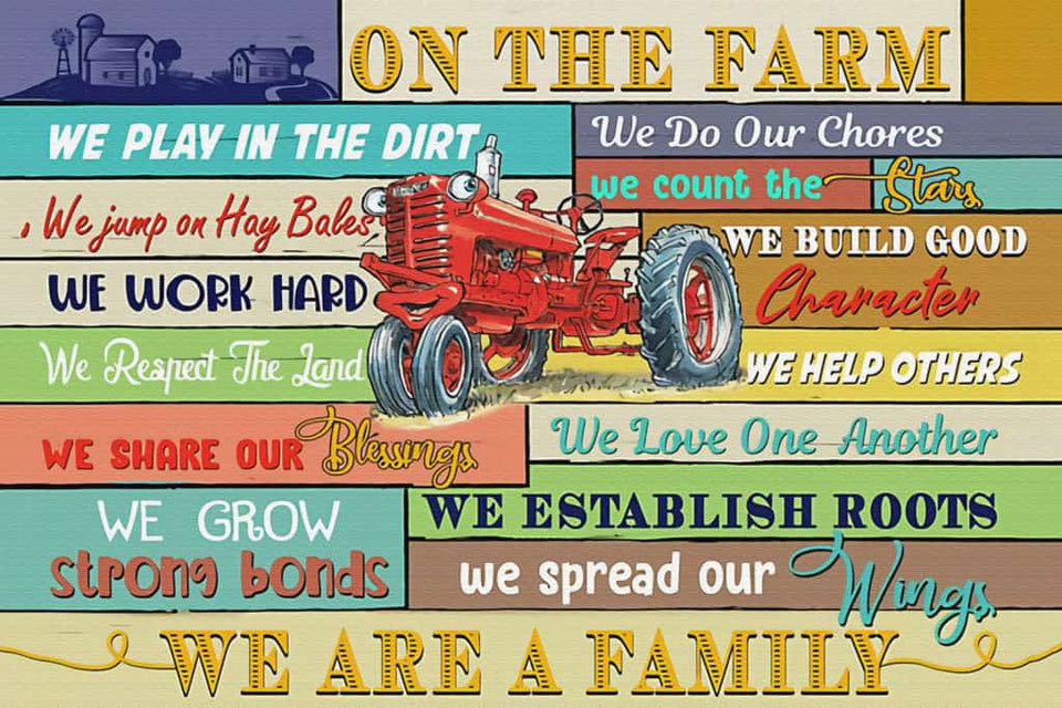 Farmer On The Farm We Are A Family Paper Poster No Frame Matte Canvas Wall Decor