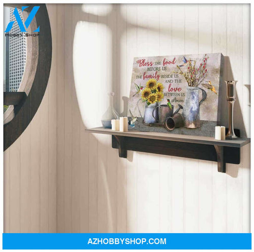 Farmhouse and Hummingbirds Canvas Bless the food before us Wall Art Decor