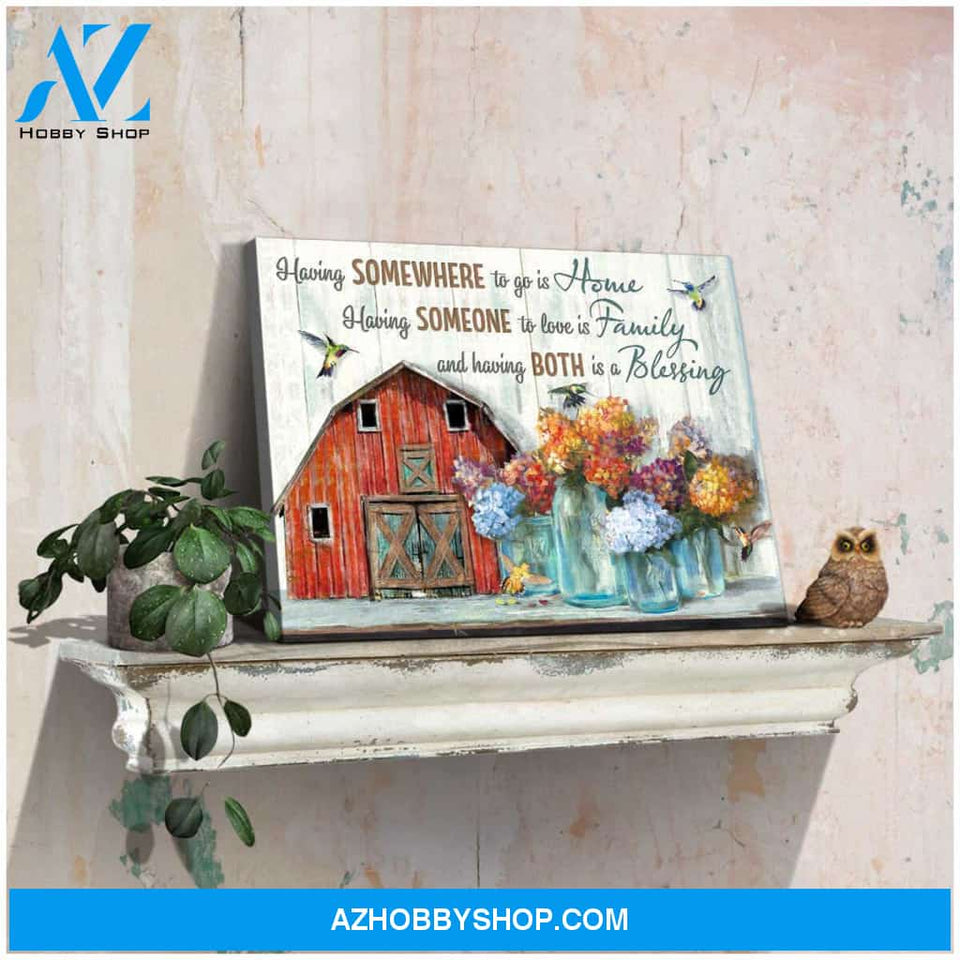 Farmhouse and Hummingbirds Having somewhere to go is Home Farm Canvas Wall Art Decor
