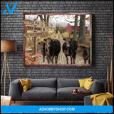 Farmhouse Angus Cows Bless This Home Canvas Wall Art Decor