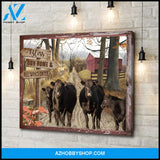 Farmhouse Angus Cows Bless This Home Canvas Wall Art Decor