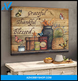 Farmhouse Butterflies Canvas Grateful Thankful Blessed Wall Art Decor