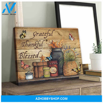 Eviral Store Farmhouse Butterflies Canvas Grateful Thankful Blessed Wall Art Decor Canvas Poster – Butterfly Canvas Print Wall Art