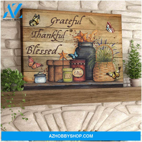 Eviral Store Farmhouse Butterflies Canvas Grateful Thankful Blessed Wall Art Decor Canvas Poster – Butterfly Canvas Print Wall Art