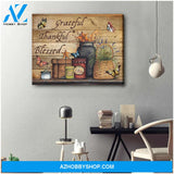 Farmhouse Butterflies Grateful Thankful Blessed Canvas Wall Art, Wall Decor Visual Art