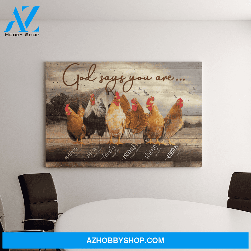 Farmhouse Chicken God says you are Canvas And Poster, Wall Decor Visual Art