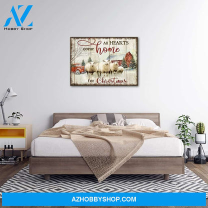 Farmhouse Decor All Hearts Come Home For Christmas Sheeps Canvas Wall Art