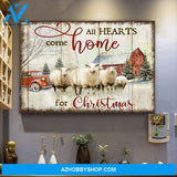 Farmhouse Decor All Hearts Come Home For Christmas Sheeps Canvas Wall Art