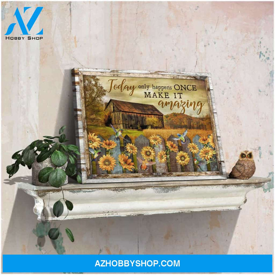 Farmhouse Deer Old Barn and Hummingbirds Fence Make It Amazing Canvas Poster Wall Art Prints, Farmhouse Decor