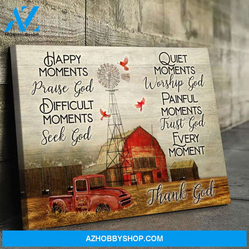 Cardinal Farmhouse Every Moment Thank God Landscape Poster & Canvas Gift For Friend Family Home Decor Wall Art Visual Art