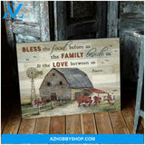 Farmhouse Hereford Cows Bless the food before us Farm Canvas Wall Art Decor