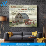 Farmhouse Hereford Cows Bless the food before us Farm Canvas Wall Art Decor