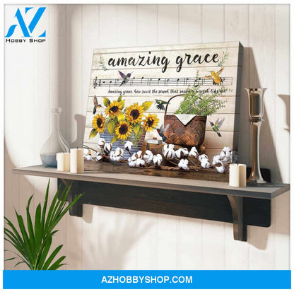 Farmhouse Hummingbirds Canvas Amazing Grace Wall Art Decor