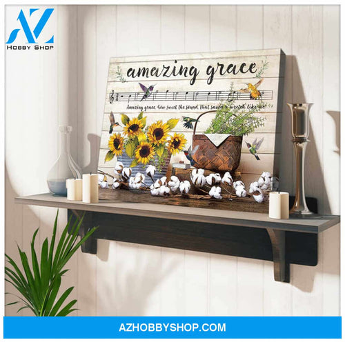 Farmhouse Hummingbirds Canvas Amazing Grace Wall Art Decor