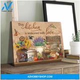 Top #67 Farmhouse Kitchen And Hummingbird This kitchen Is Seasoned With Love Canvas Wall Art, Wall Decor Visual Art