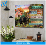 Farmhouse Life Is Short Break The Rules Angus Cows Canvas Wall Art Decor