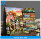 Farmhouse Life Is Short Break The Rules Hereford Cows Canvas Wall Art Decor