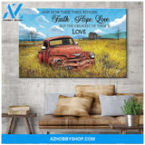 Farmhouse Old Red Truck Barn Christian Canvas Wall Art