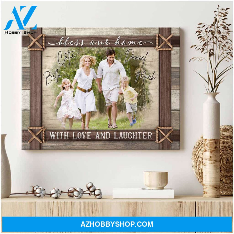 Personalized Farmhouse Photo Gifts Bless our home with love and laughter Wall Art Decor