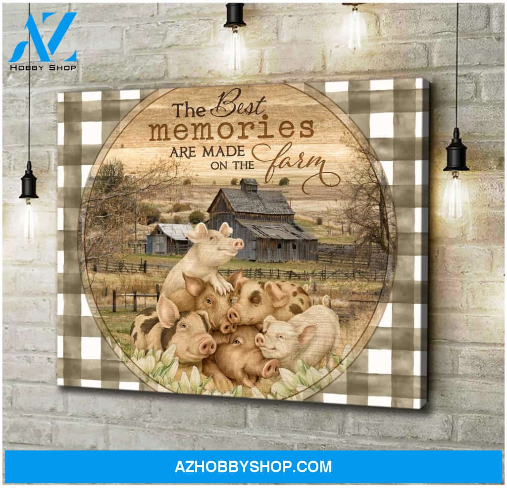 Farmhouse Pigs The Best Memories Are Made On The Farm Canvas Wall Art Decor