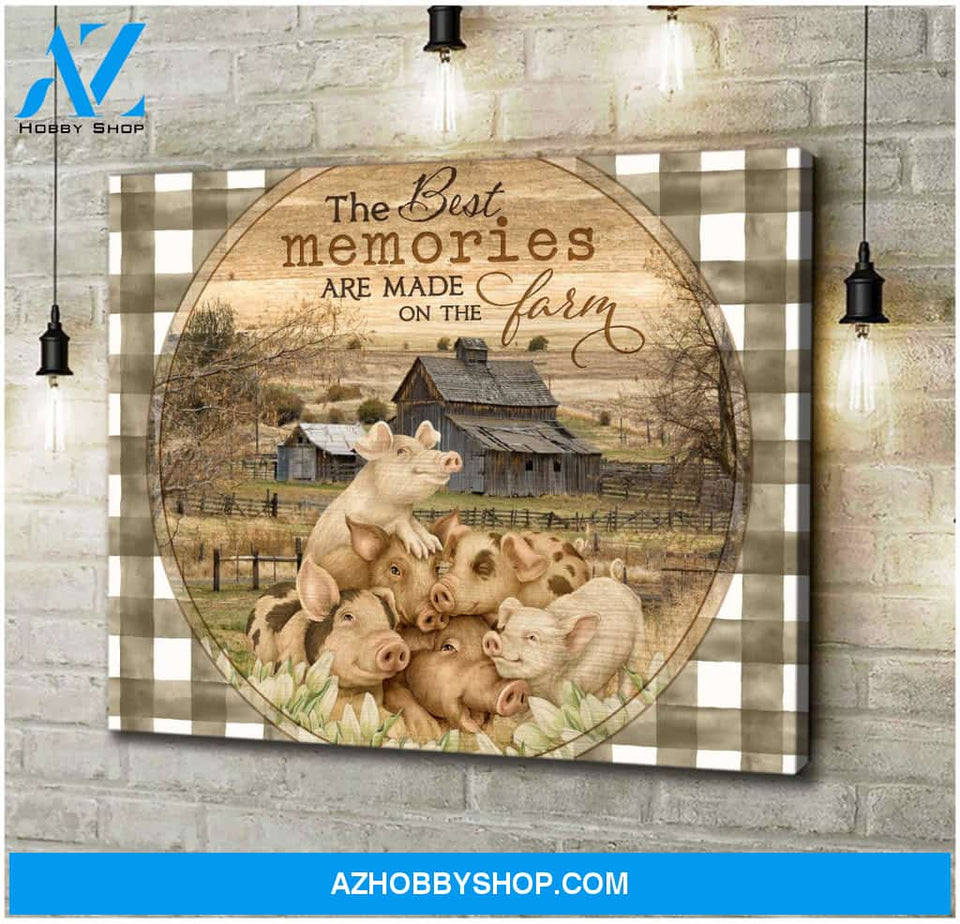 Farmhouse Pigs The Best Memories Are Made On The Farm Canvas Wall Art Decor