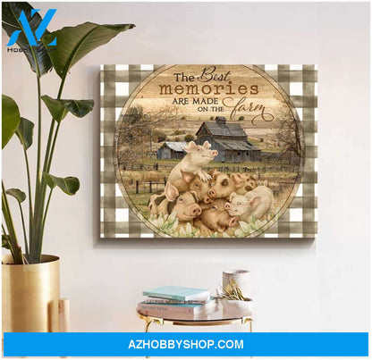 Farmhouse Pigs The Best Memories Are Made On The Farm Canvas Wall Art Decor