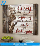 Farmhouse Premium Canvas Wall Art, Wall Decor Visual Art - Every Day is New Beginning Premium Canvas